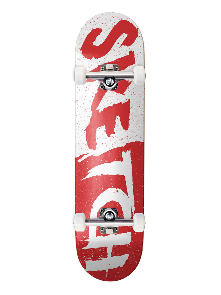 50/50 White/Red Skateboard Complete